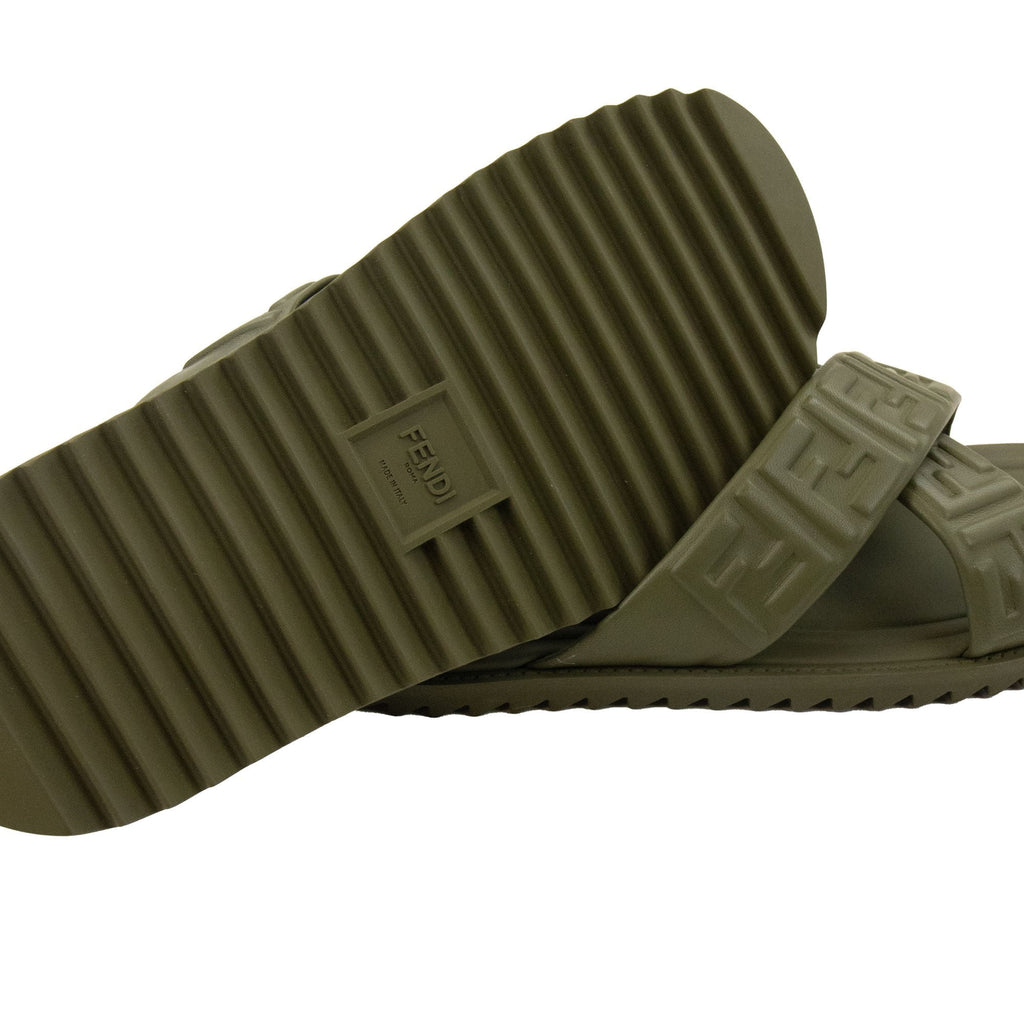 Fendi Embossed Ff Motif Sandals Military Green