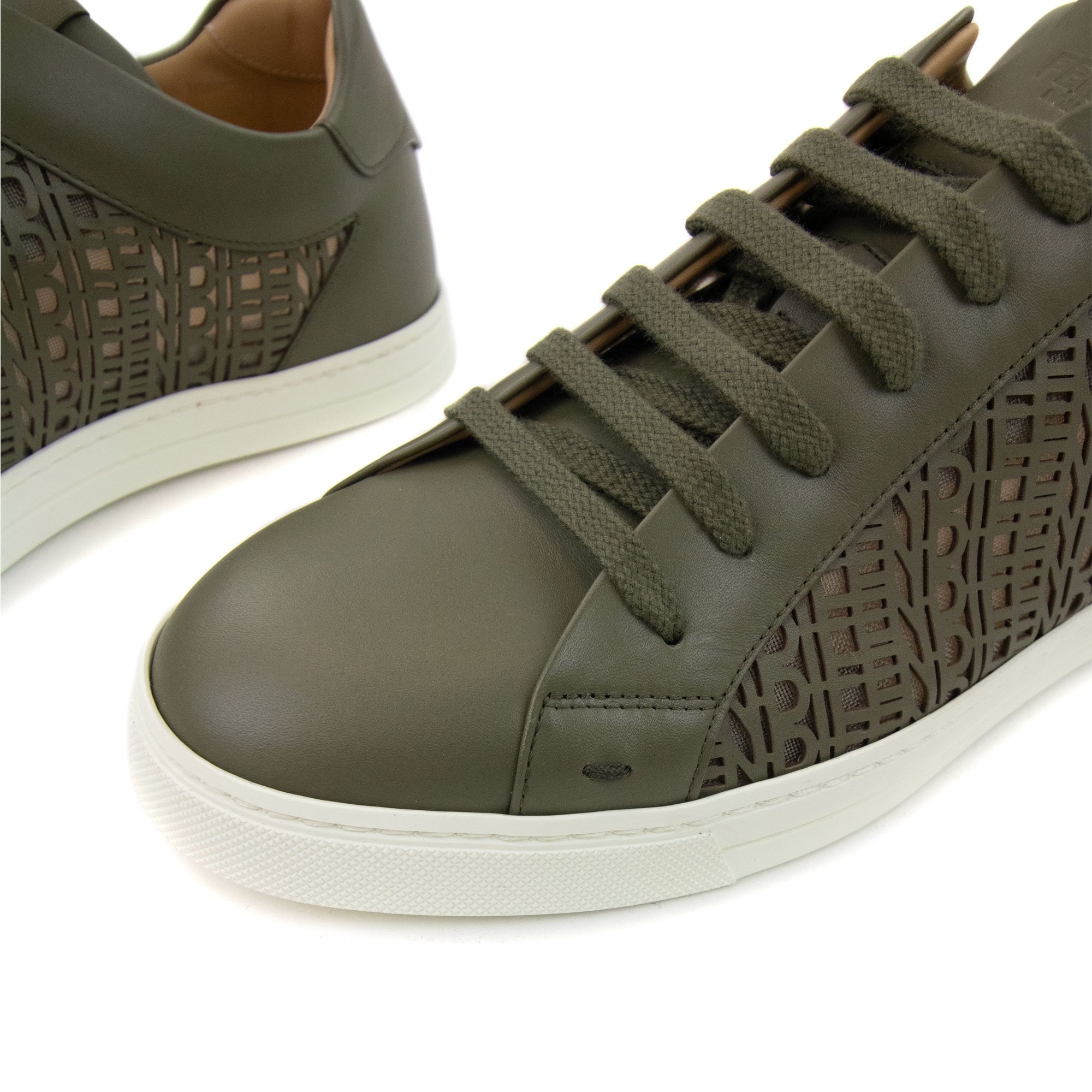 Fendi Laser Cut Micro Logo Sneakers Military Green