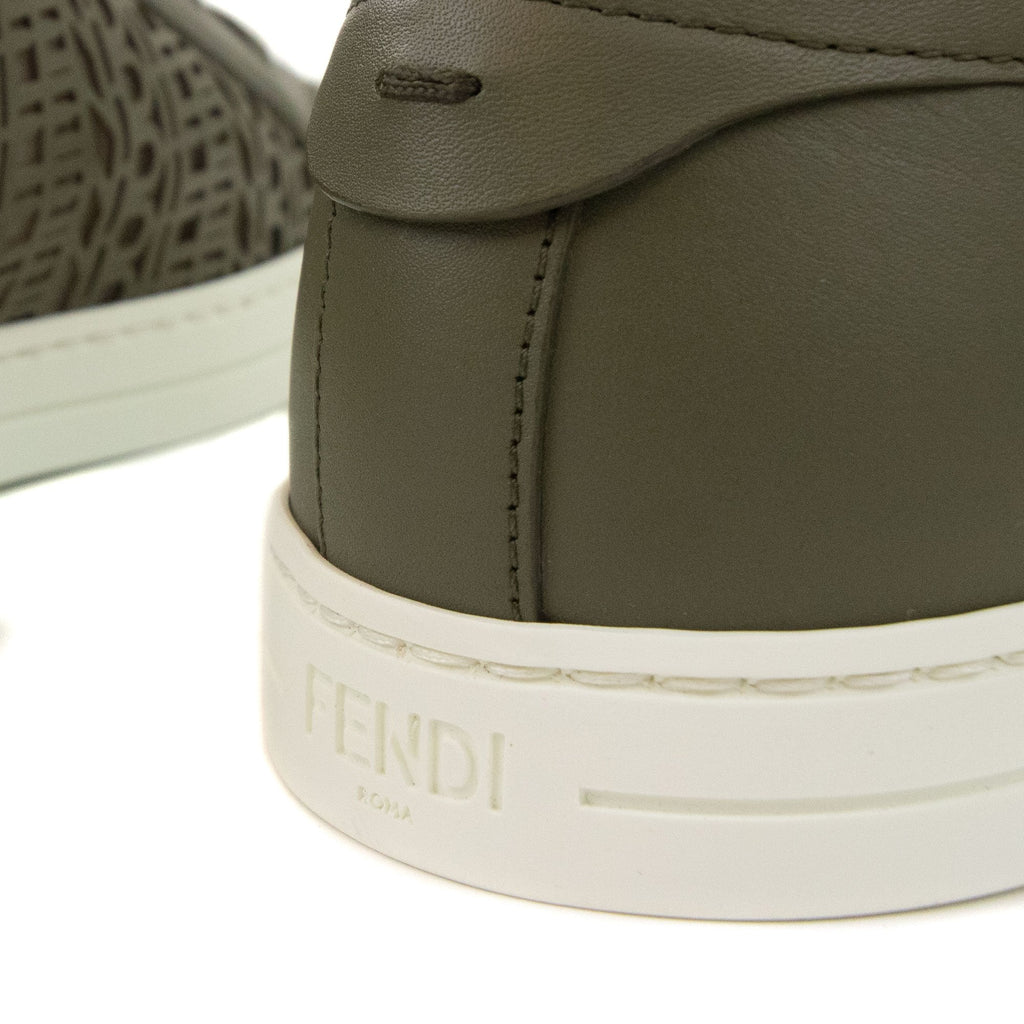 Fendi Laser Cut Micro Logo Sneakers Military Green