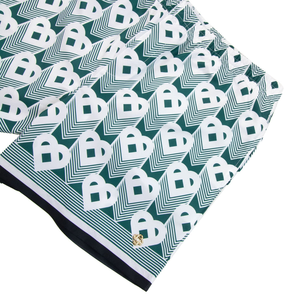 Casablanca Heart Monogram Swim Shorts Green/white