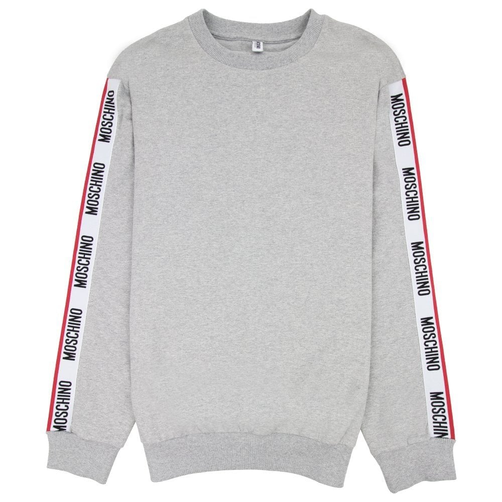 Moschino Underwear Tape Logo Crew Neck Sweatshirt Grey 0489