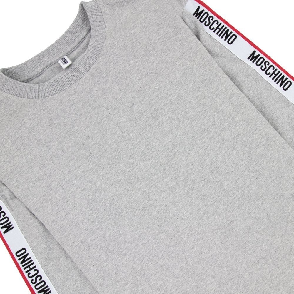 Moschino Underwear Tape Logo Crew Neck Sweatshirt Grey 0489