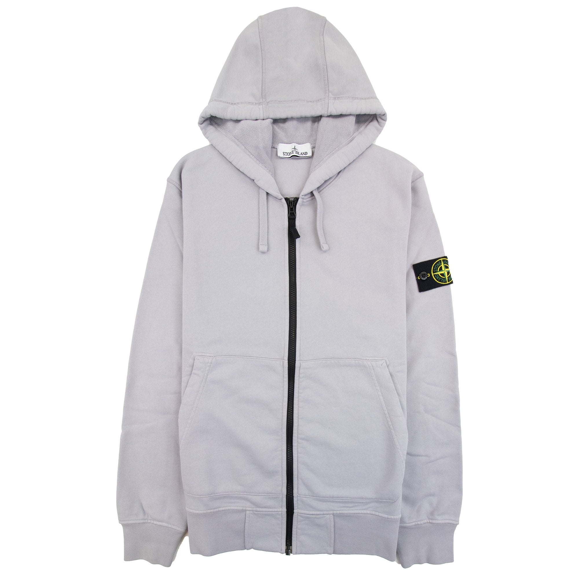 Stone Island Open Zip Up Hooded Sweatshirt Lilac V0064