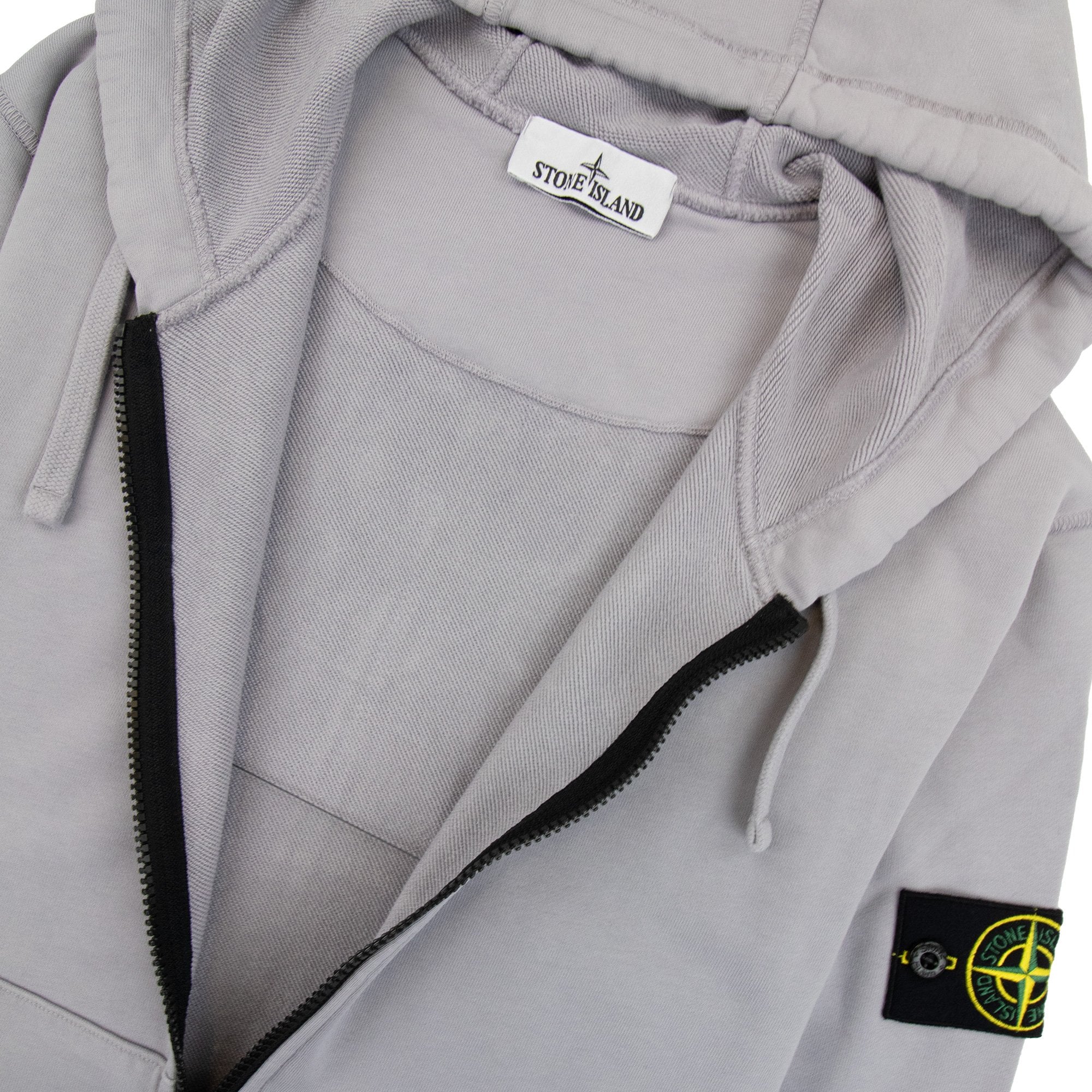 Stone Island Open Zip Up Hooded Sweatshirt Lilac V0064