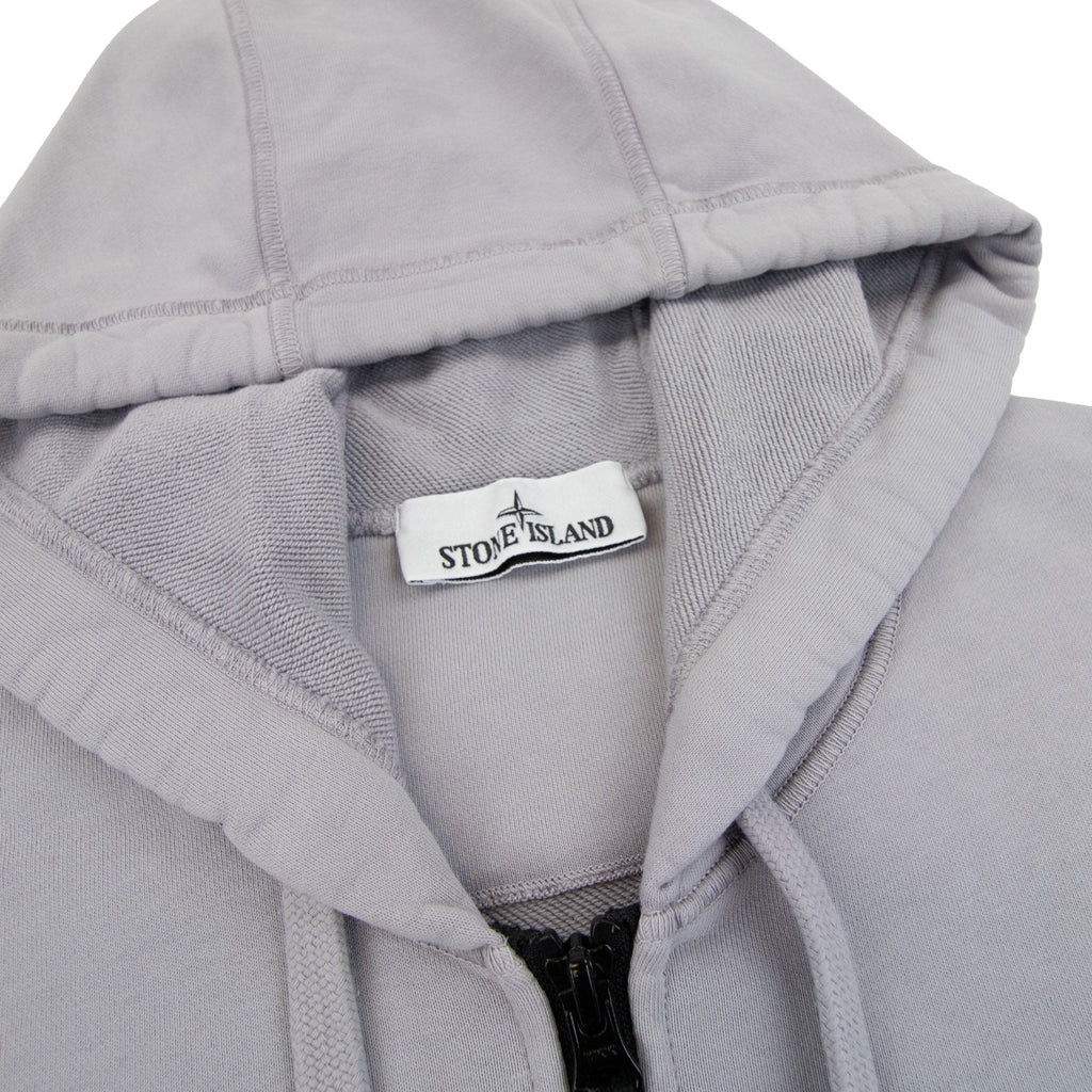 Stone Island Open Zip Up Hooded Sweatshirt Lilac V0064