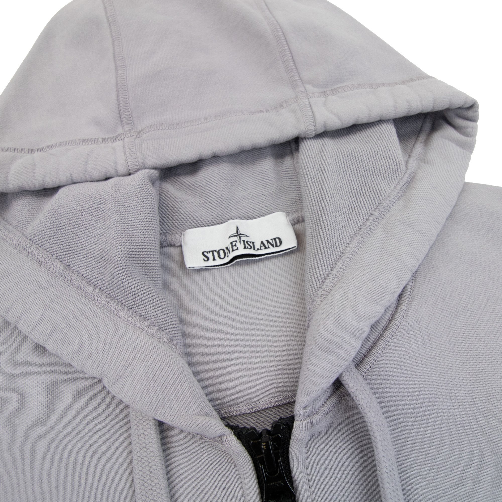Stone Island Open Zip Up Hooded Sweatshirt Lilac V0064