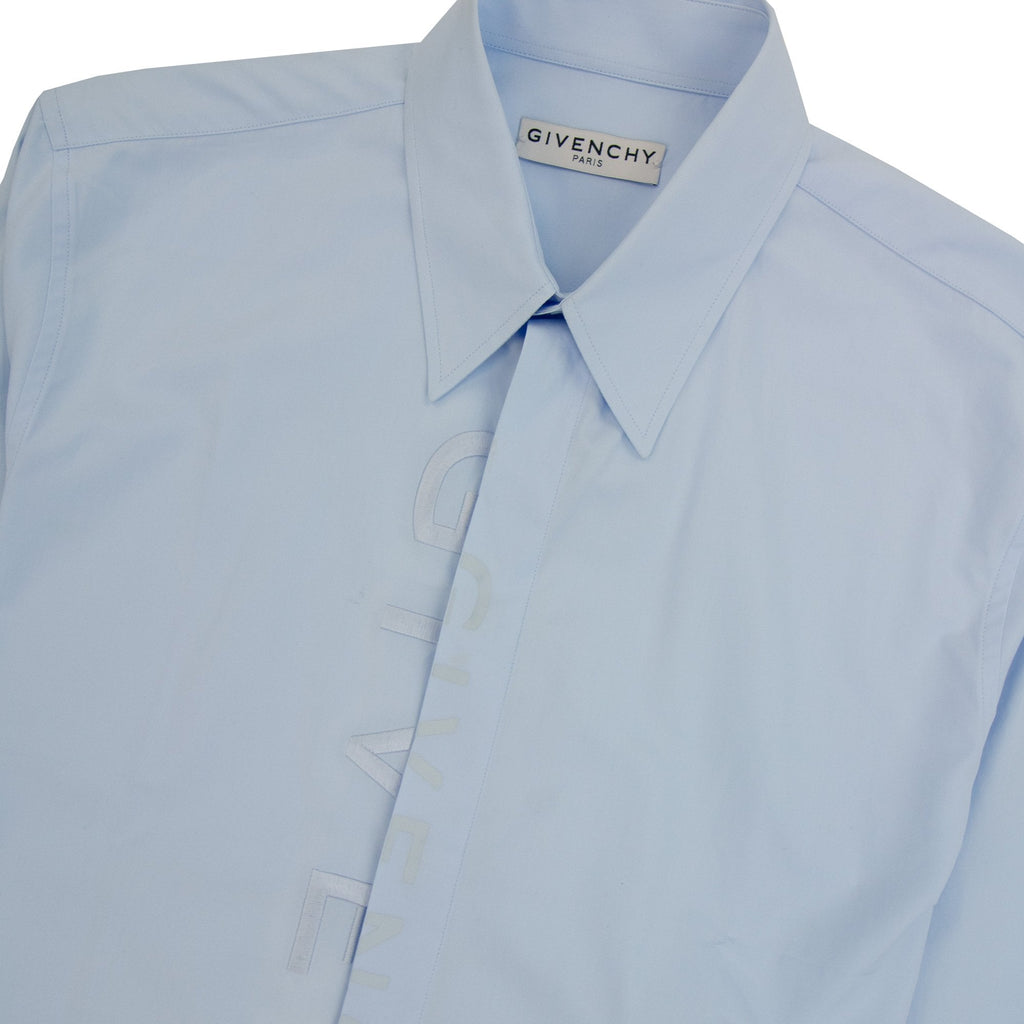 Givenchy Embroidered Split Logo Shirt Light Blue