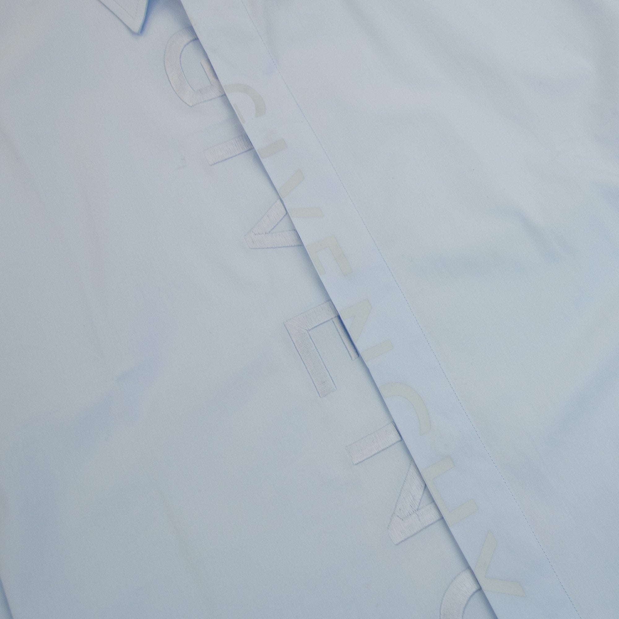 Givenchy Embroidered Split Logo Shirt Light Blue
