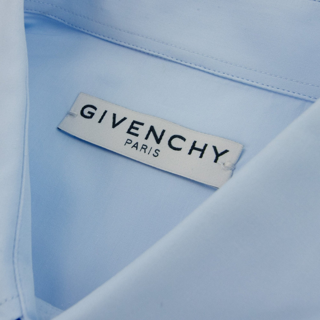Givenchy Embroidered Split Logo Shirt Light Blue
