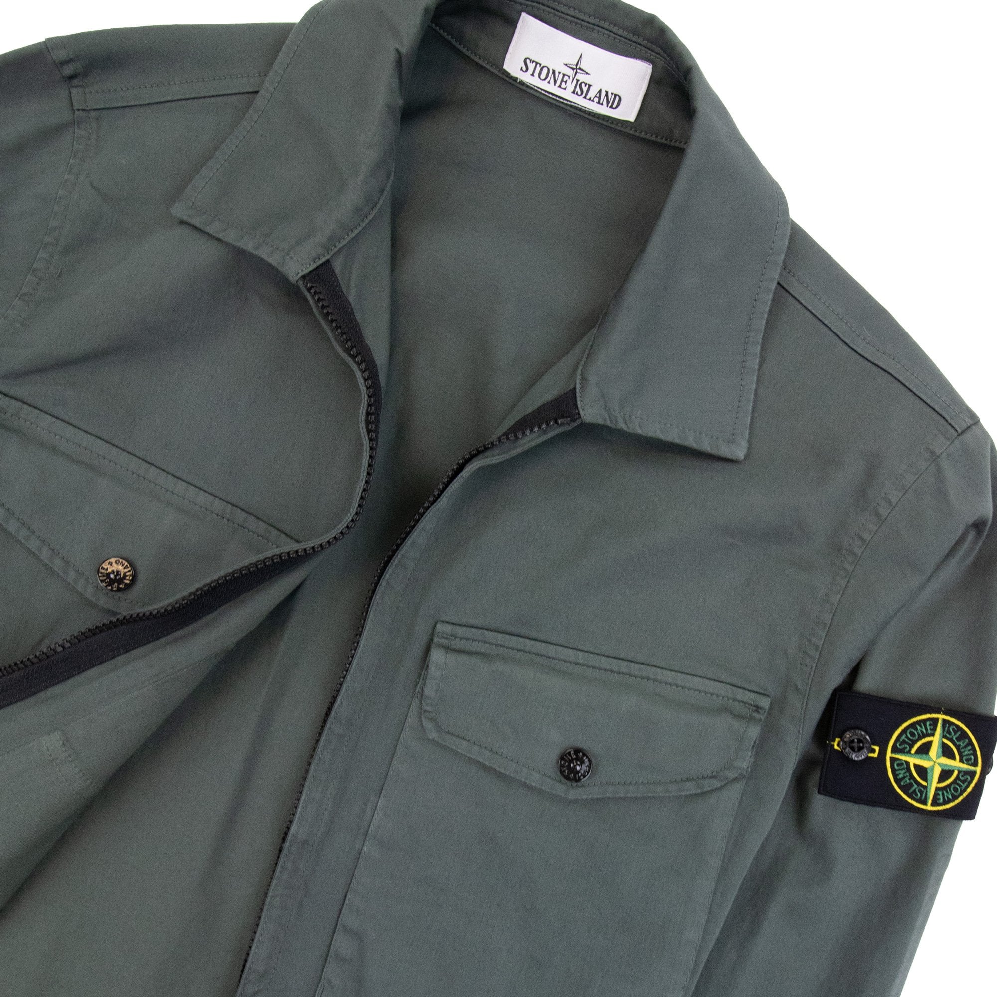 Stone Island 10812 Front Pocket Regular Fit Overshirt Musk Green V0159