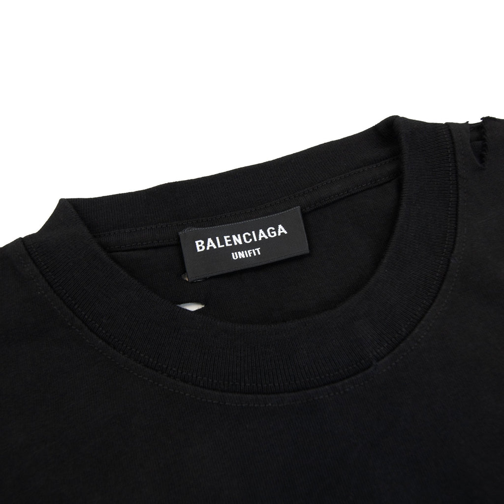 Balenciaga Caps Rip T-shirt Black