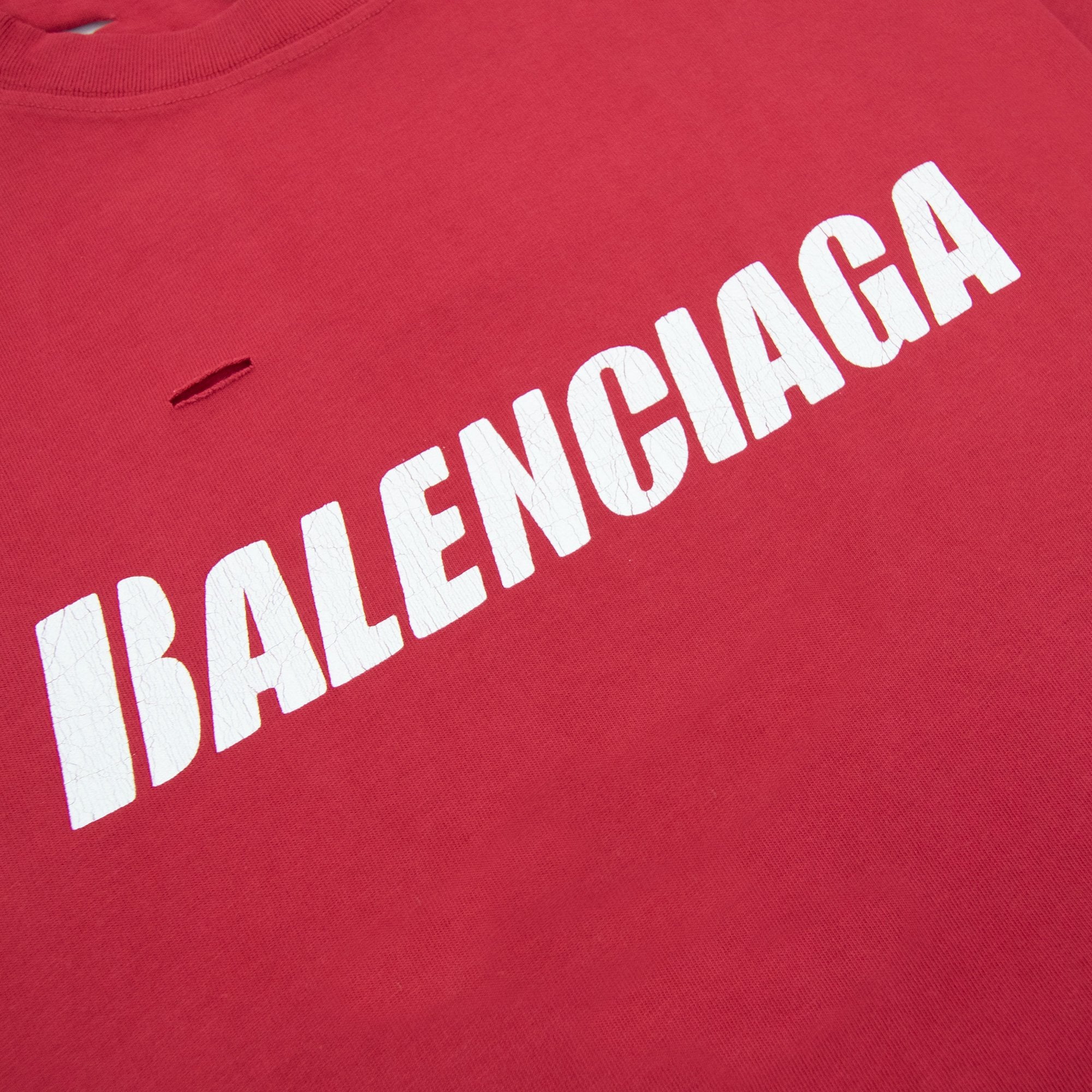 Balenciaga Caps Rip T-shirt Raspberry/white