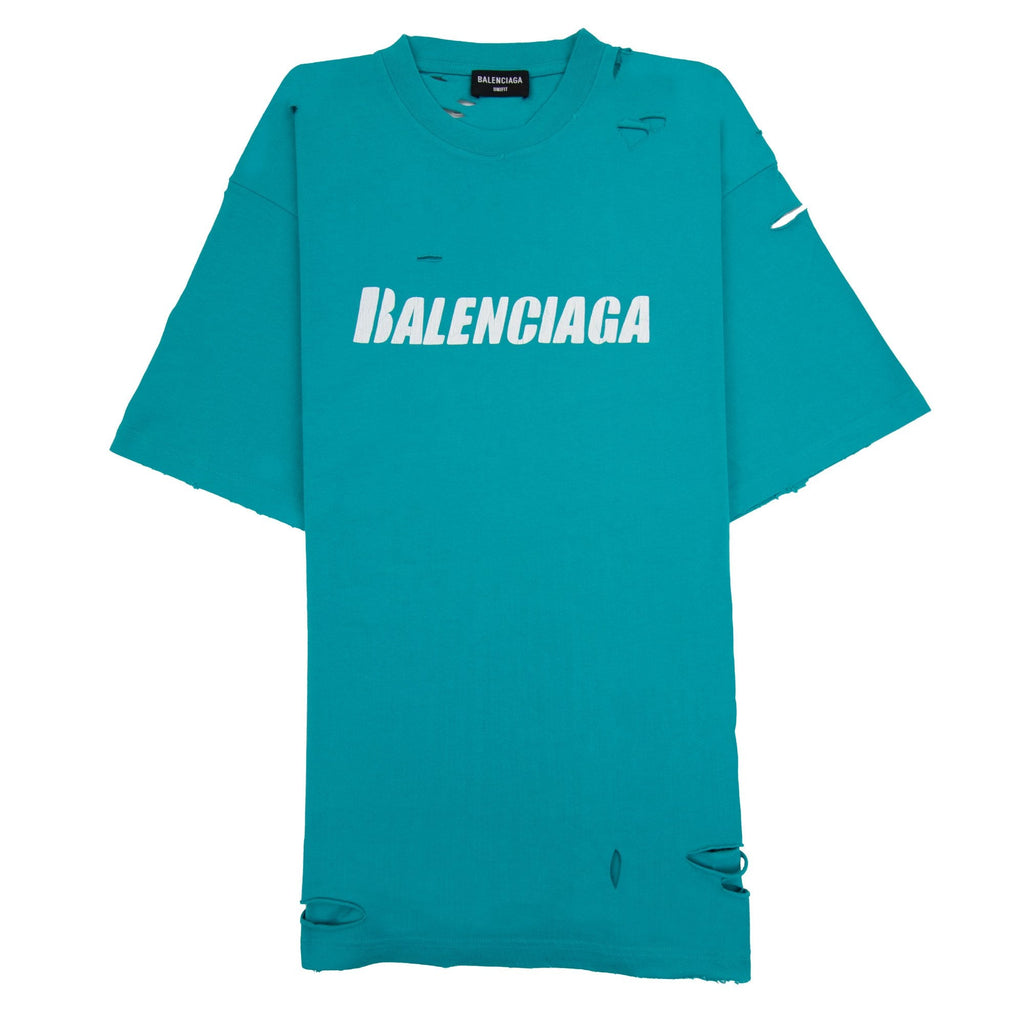 Balenciaga Caps Rip T-shirt Turquoise