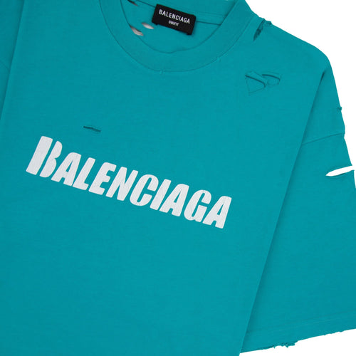 Balenciaga Caps Rip T-shirt Turquoise