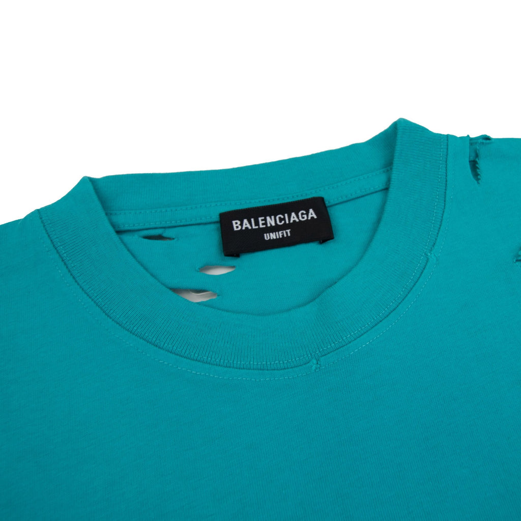 Balenciaga Caps Rip T-shirt Turquoise