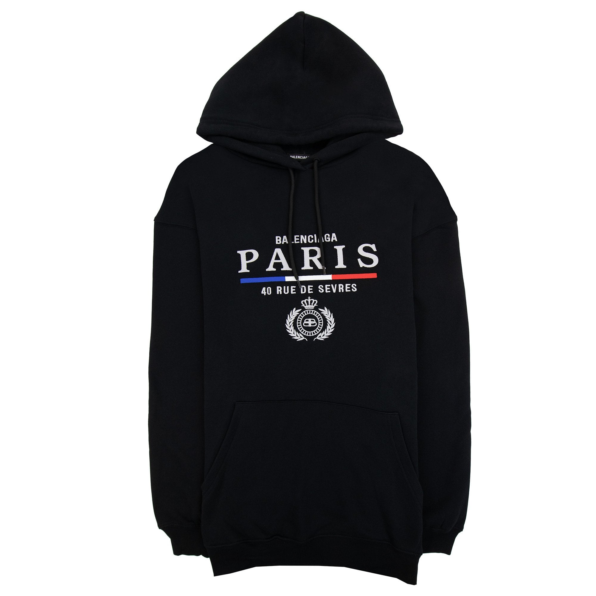 Balenciaga Paris Flag Hoodied Sweatshirt Black
