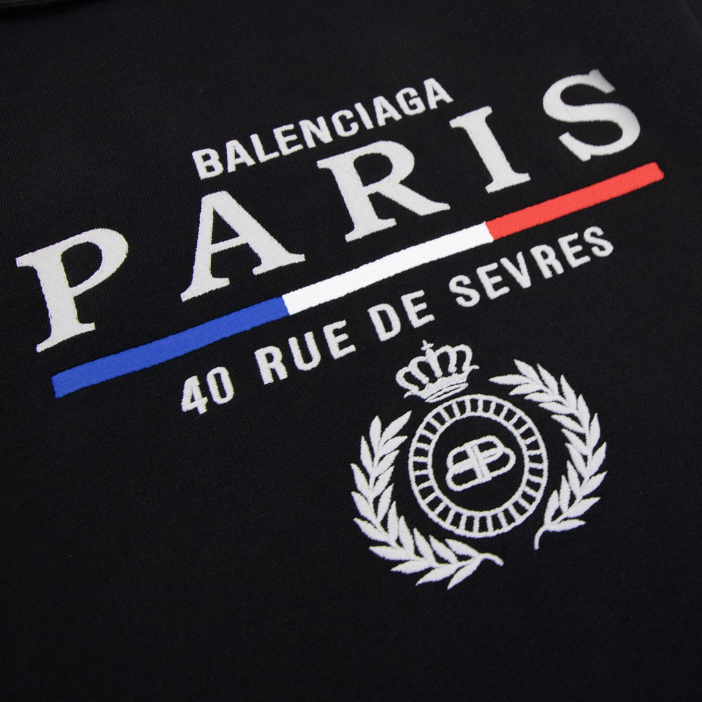 Balenciaga Paris Flag Hoodied Sweatshirt Black
