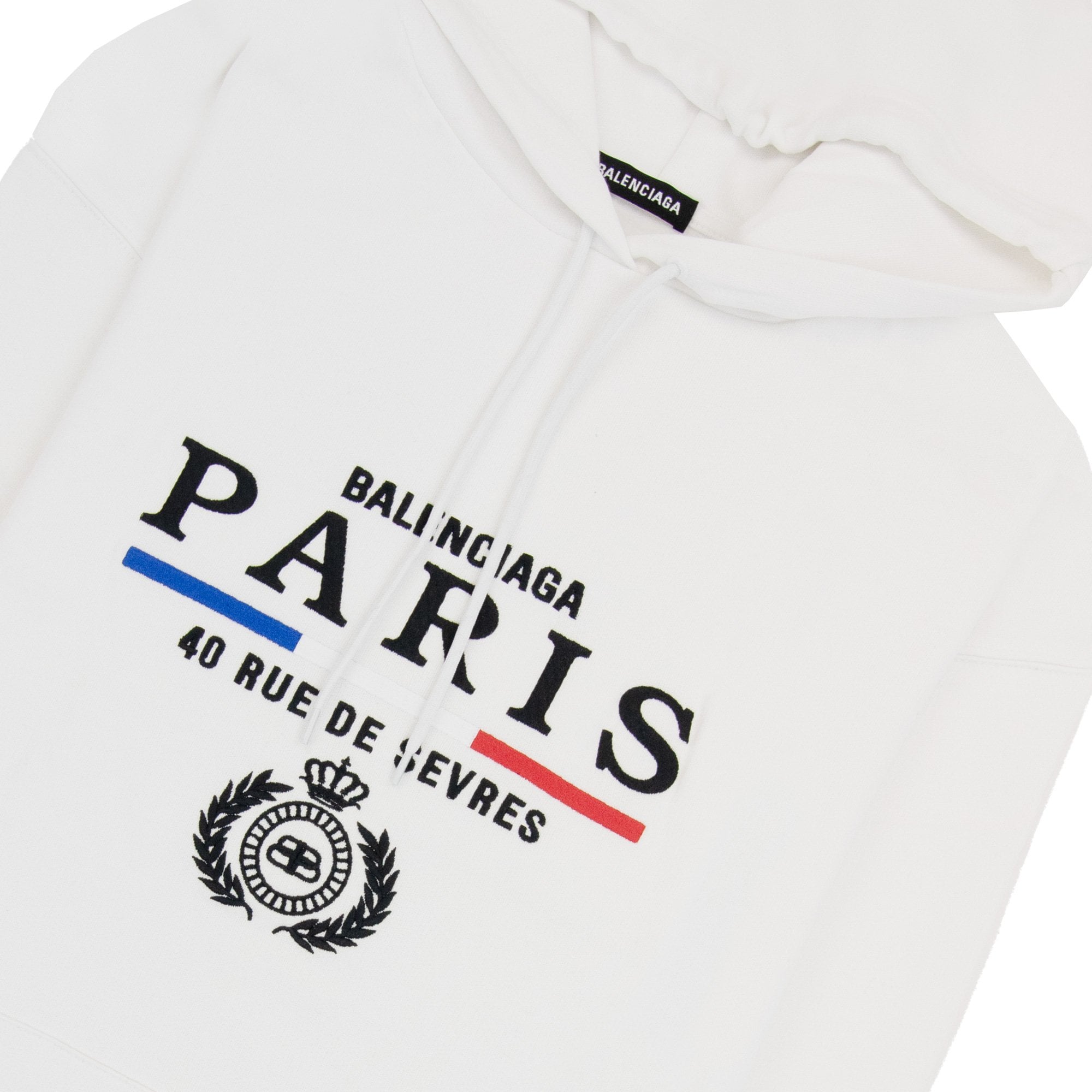Balenciaga Paris Flag Hoodied Sweatshirt White 9000