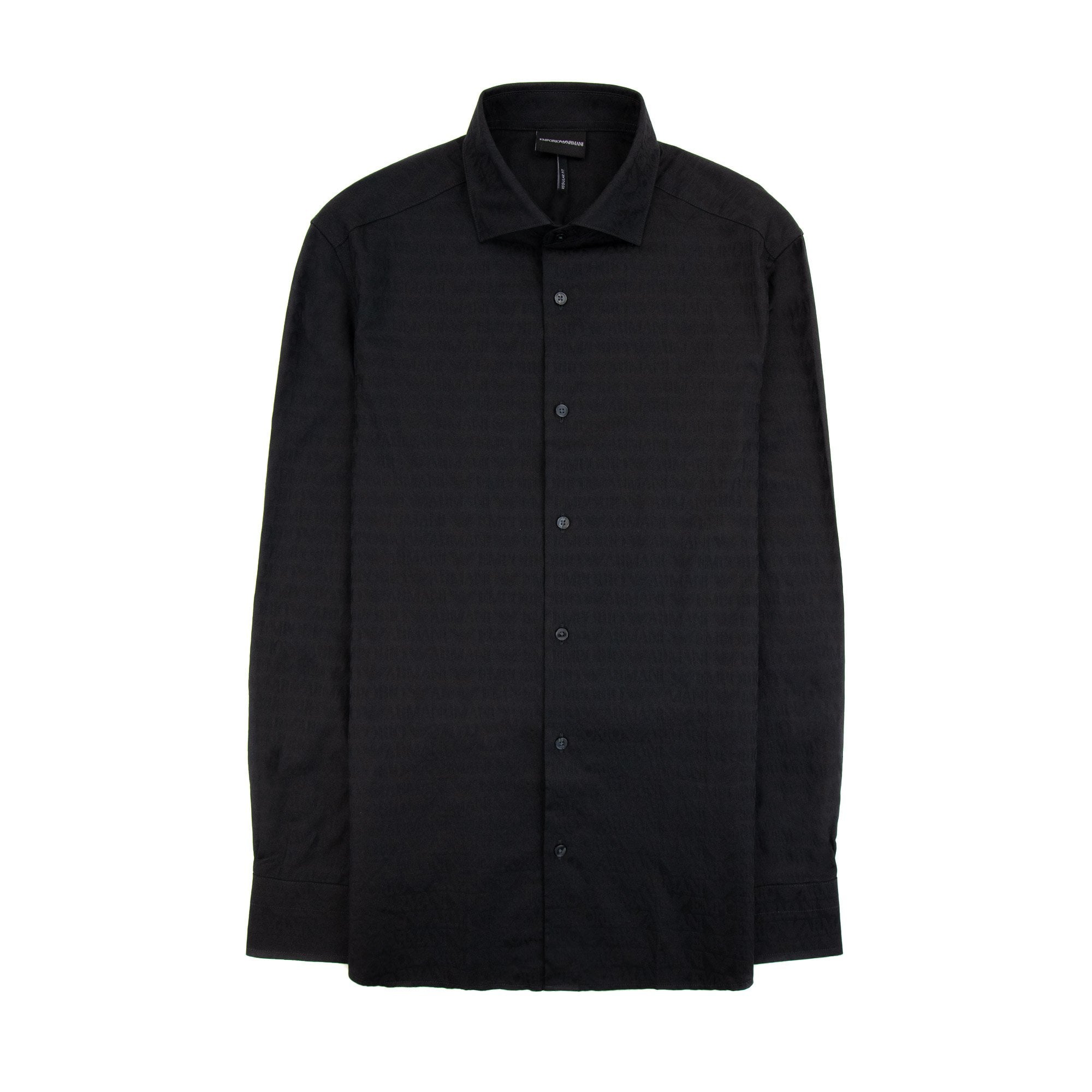 Emporio Armani All Over Logo Long Sleeve Shirt Black