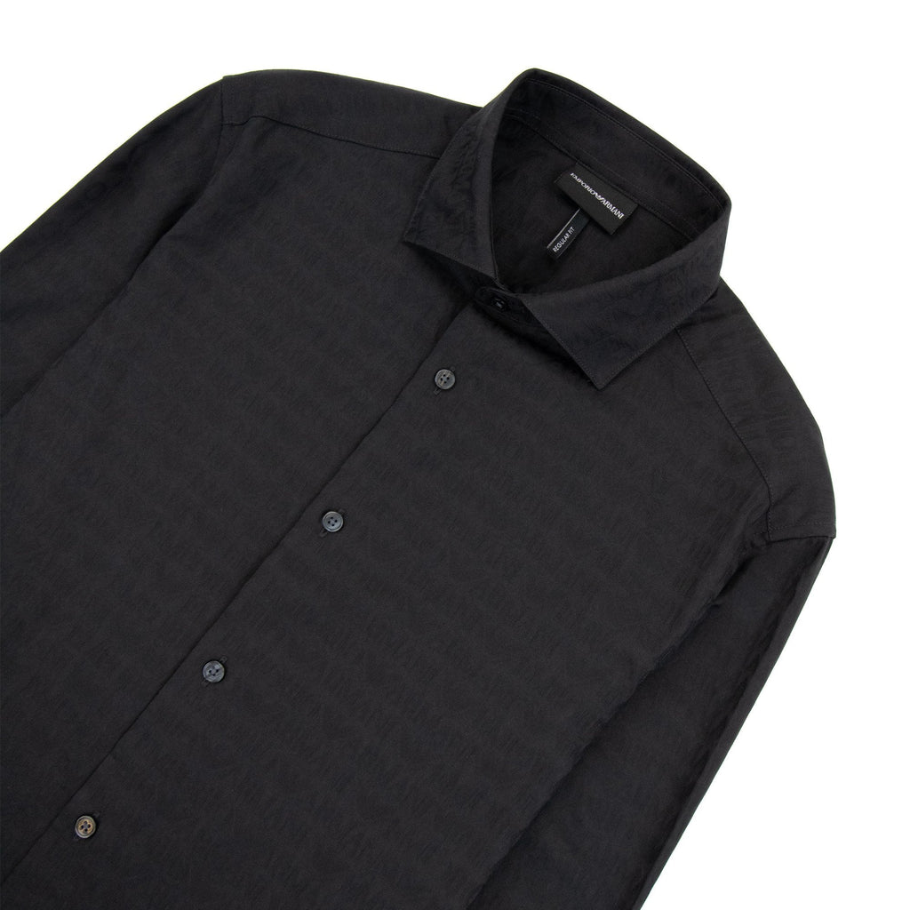 Emporio Armani All Over Logo Long Sleeve Shirt Black