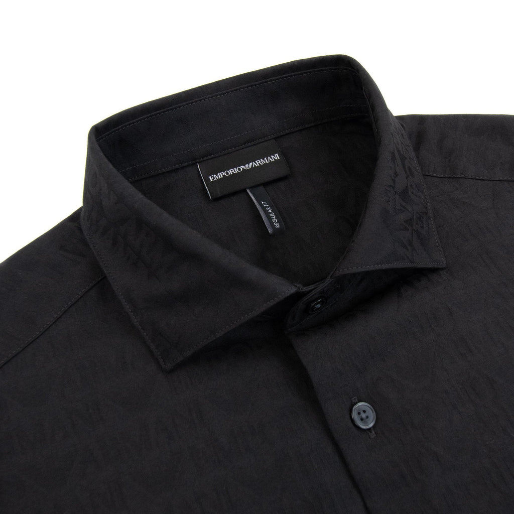 Emporio Armani All Over Logo Long Sleeve Shirt Black