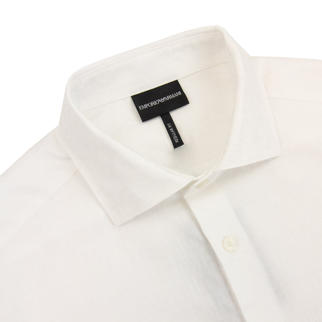 Emporio Armani All Over Logo Long Sleeve Shirt White