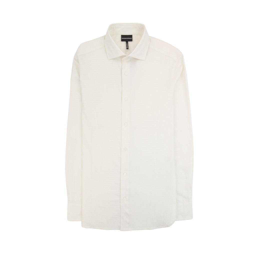 Emporio Armani Micro Logo Lettering Long Sleeve Shirt Off White