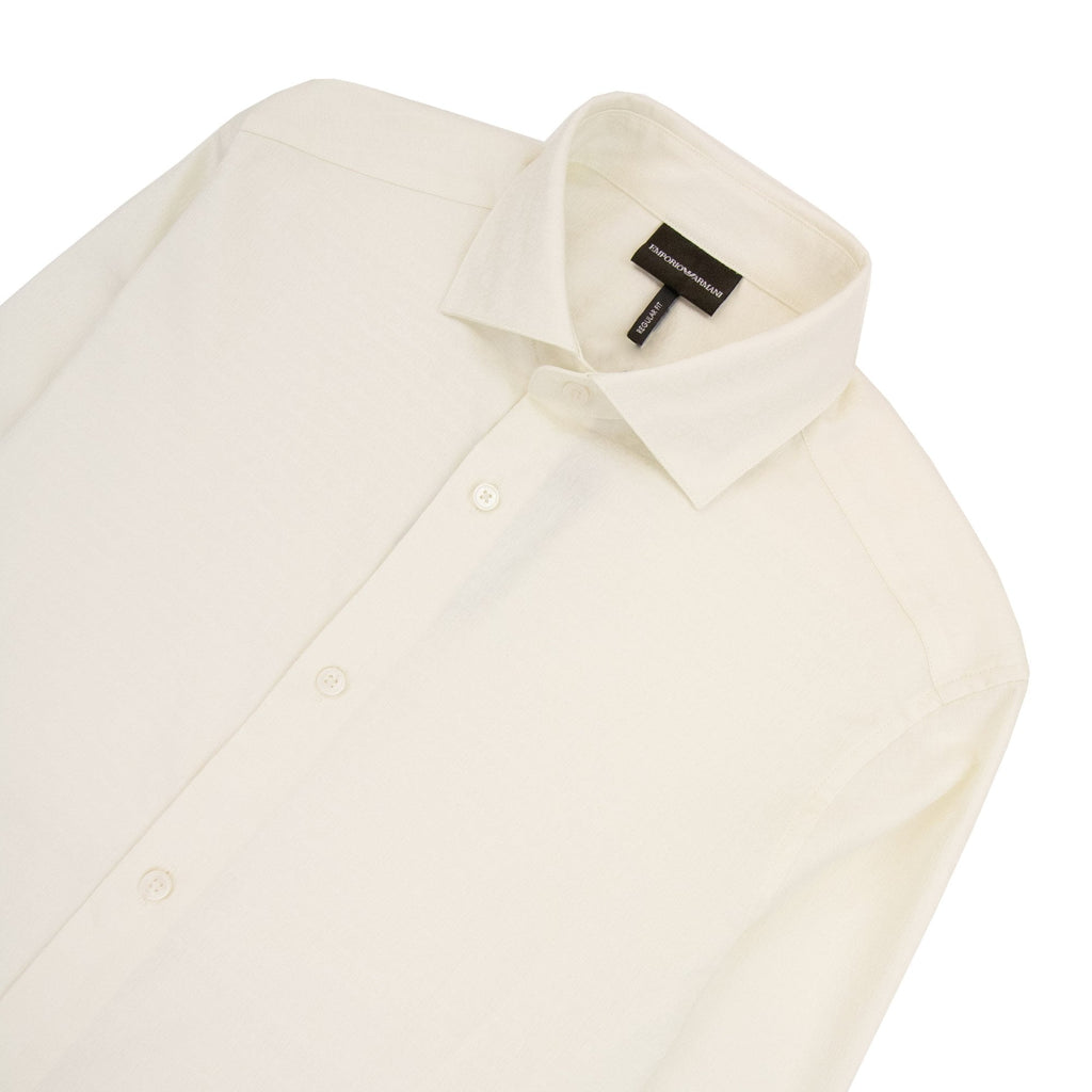 Emporio Armani Micro Logo Lettering Long Sleeve Shirt Off White