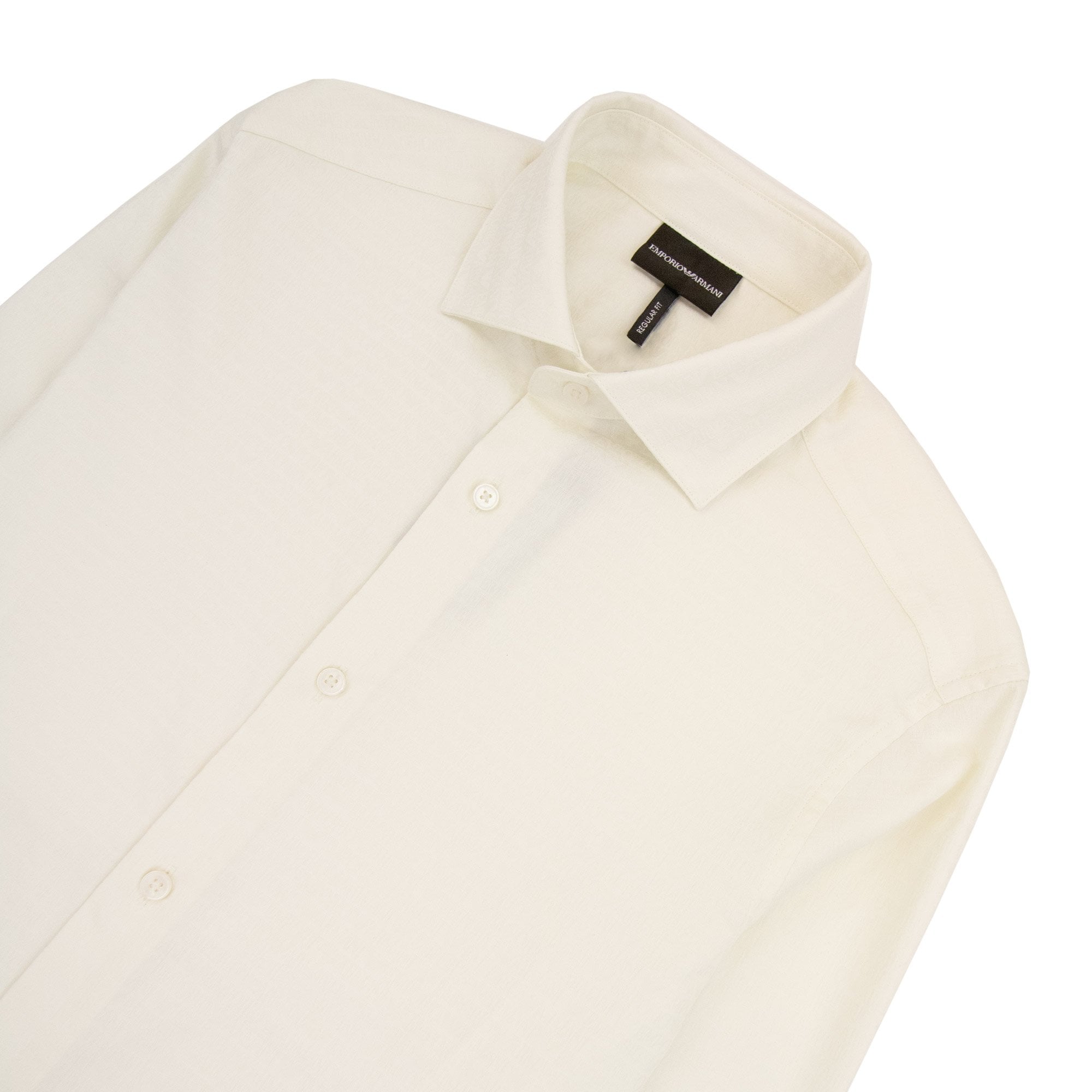 Emporio Armani Micro Logo Lettering Long Sleeve Shirt Off White