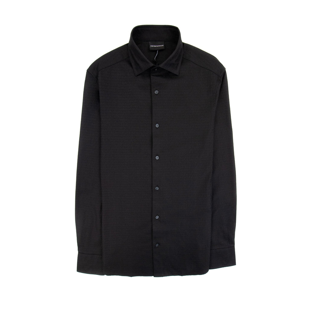 Emporio Armani Micro Logo Lettering Long Sleeve Shirt Black