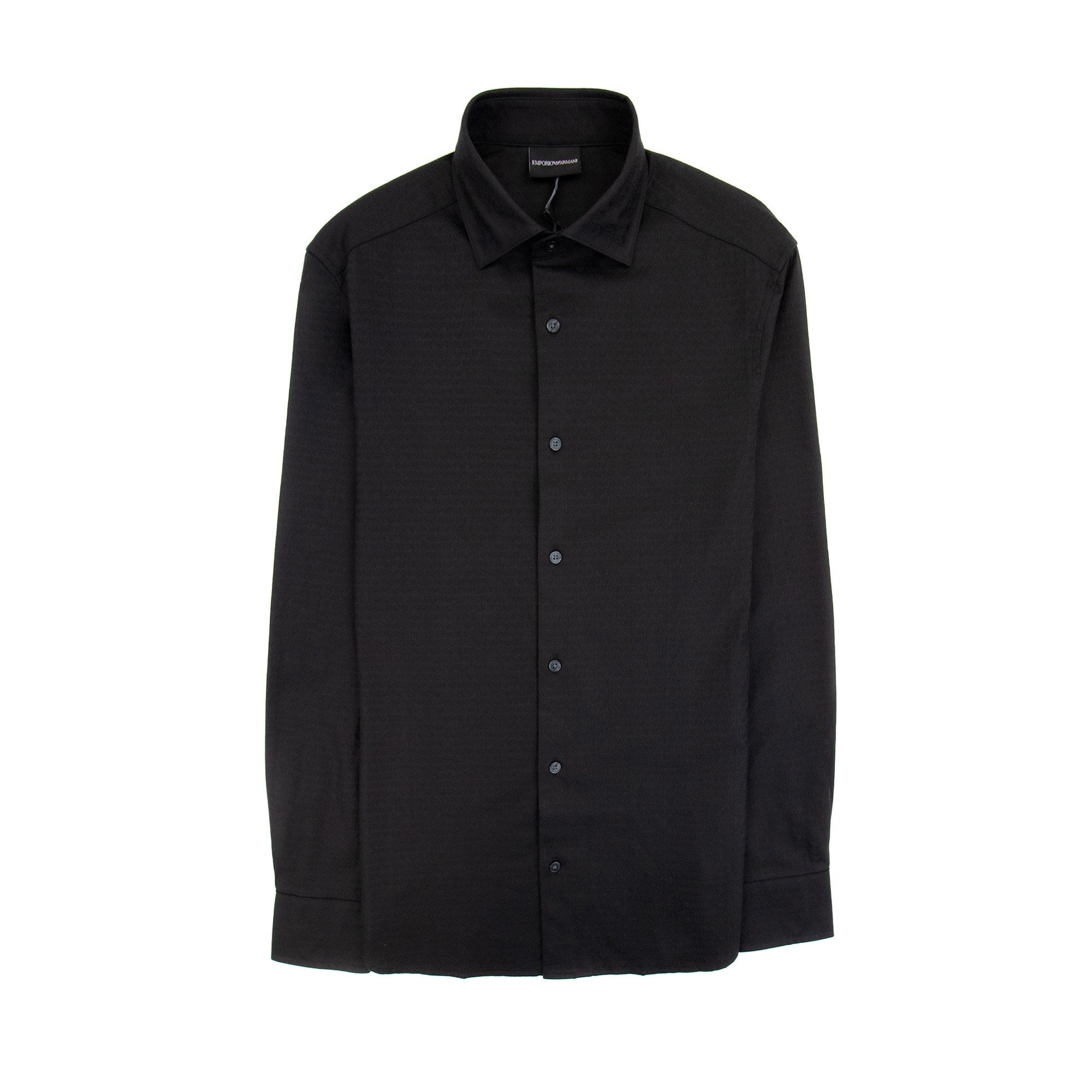 Emporio Armani Micro Logo Lettering Long Sleeve Shirt Black