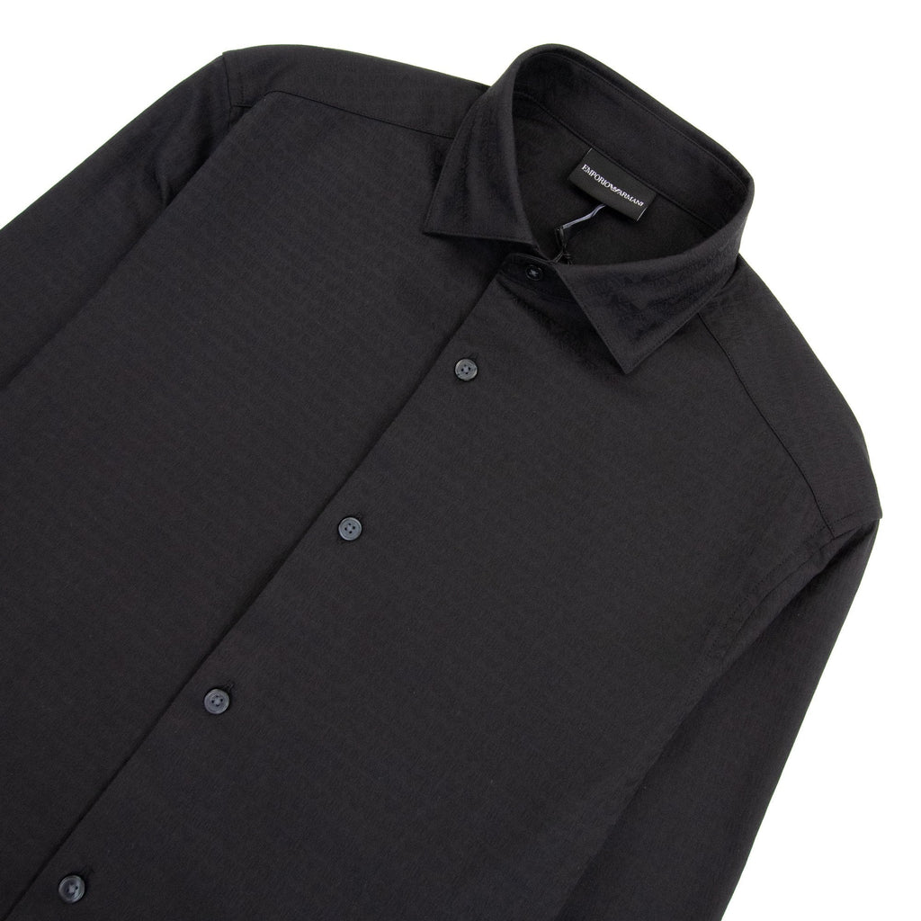 Emporio Armani Micro Logo Lettering Long Sleeve Shirt Black
