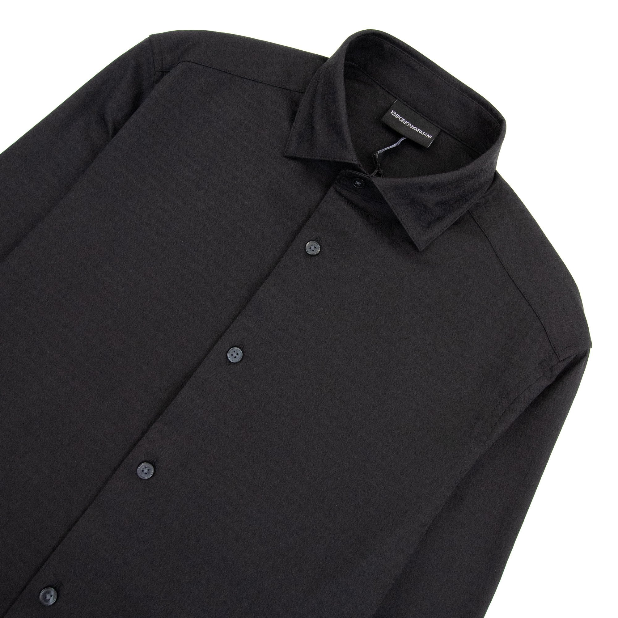 Emporio Armani Micro Logo Lettering Long Sleeve Shirt Black