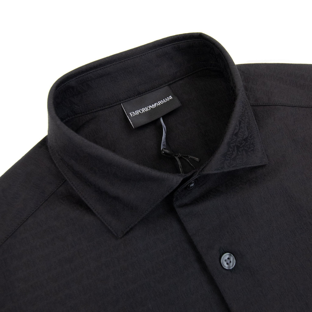 Emporio Armani Micro Logo Lettering Long Sleeve Shirt Black