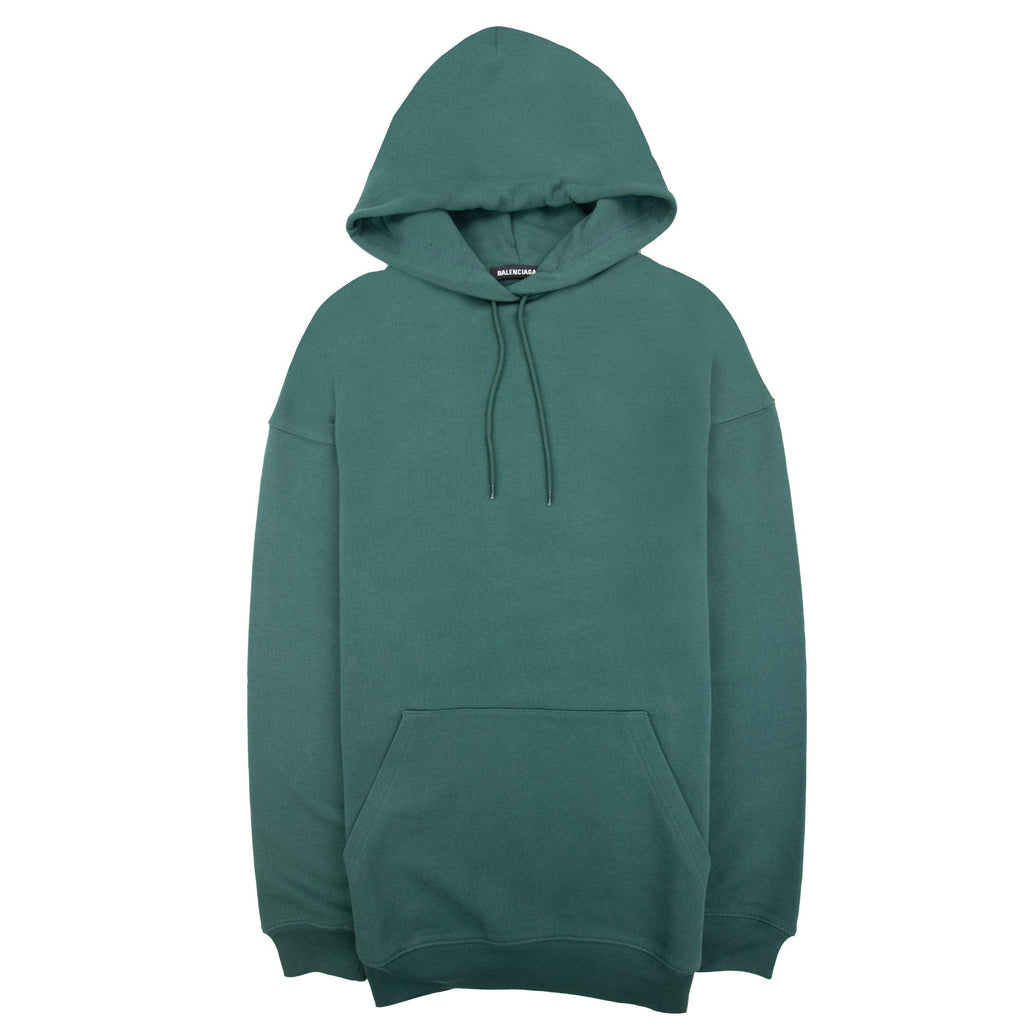 Balenciaga Back Logo Print Hoodied Sweatshirt Dark Green