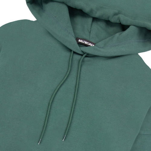 Balenciaga Back Logo Print Hoodied Sweatshirt Dark Green