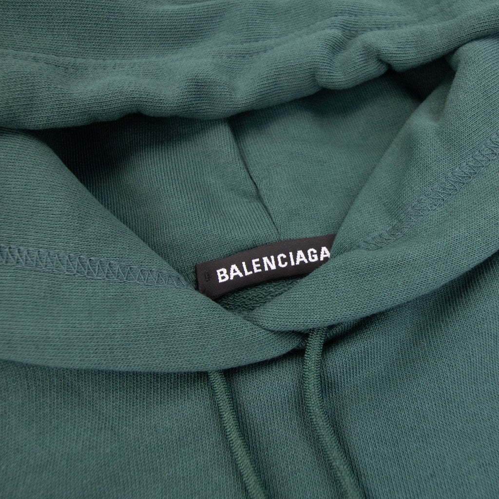 Balenciaga Back Logo Print Hoodied Sweatshirt Dark Green