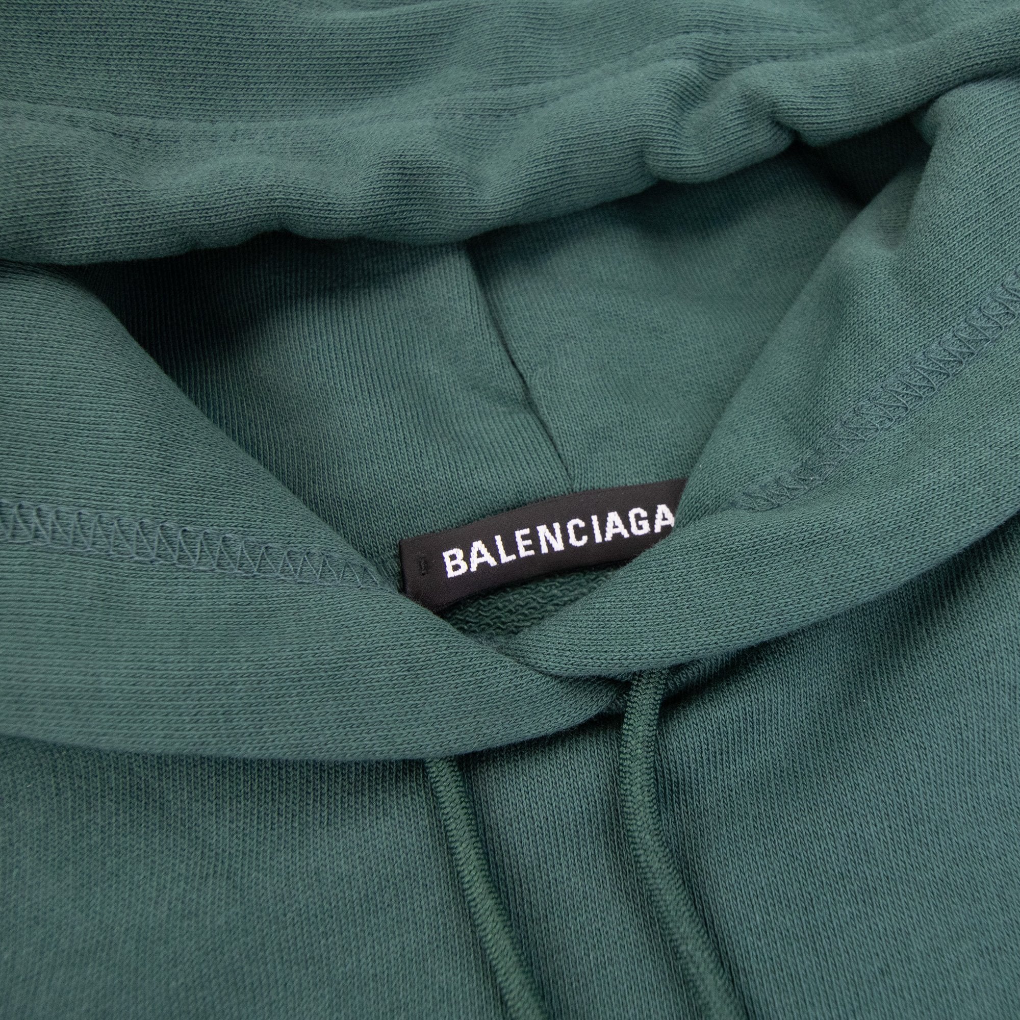 Balenciaga Back Logo Print Hoodied Sweatshirt Dark Green