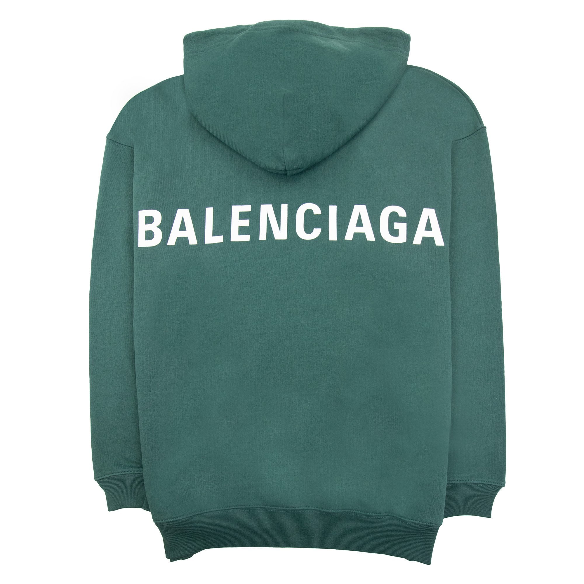 Balenciaga Back Logo Print Hoodied Sweatshirt Dark Green