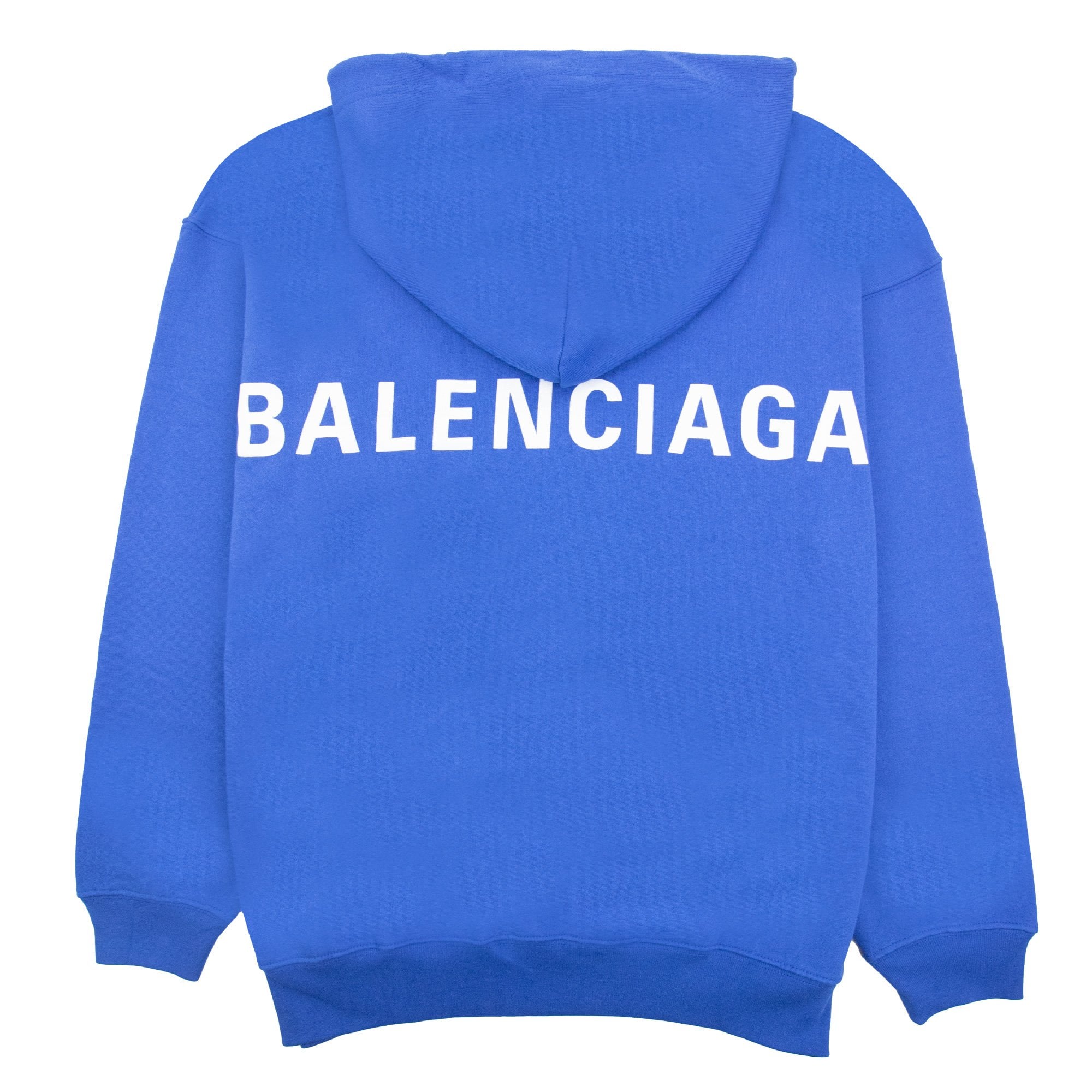 Balenciaga Back Logo Print Hoodied Sweatshirt Blue