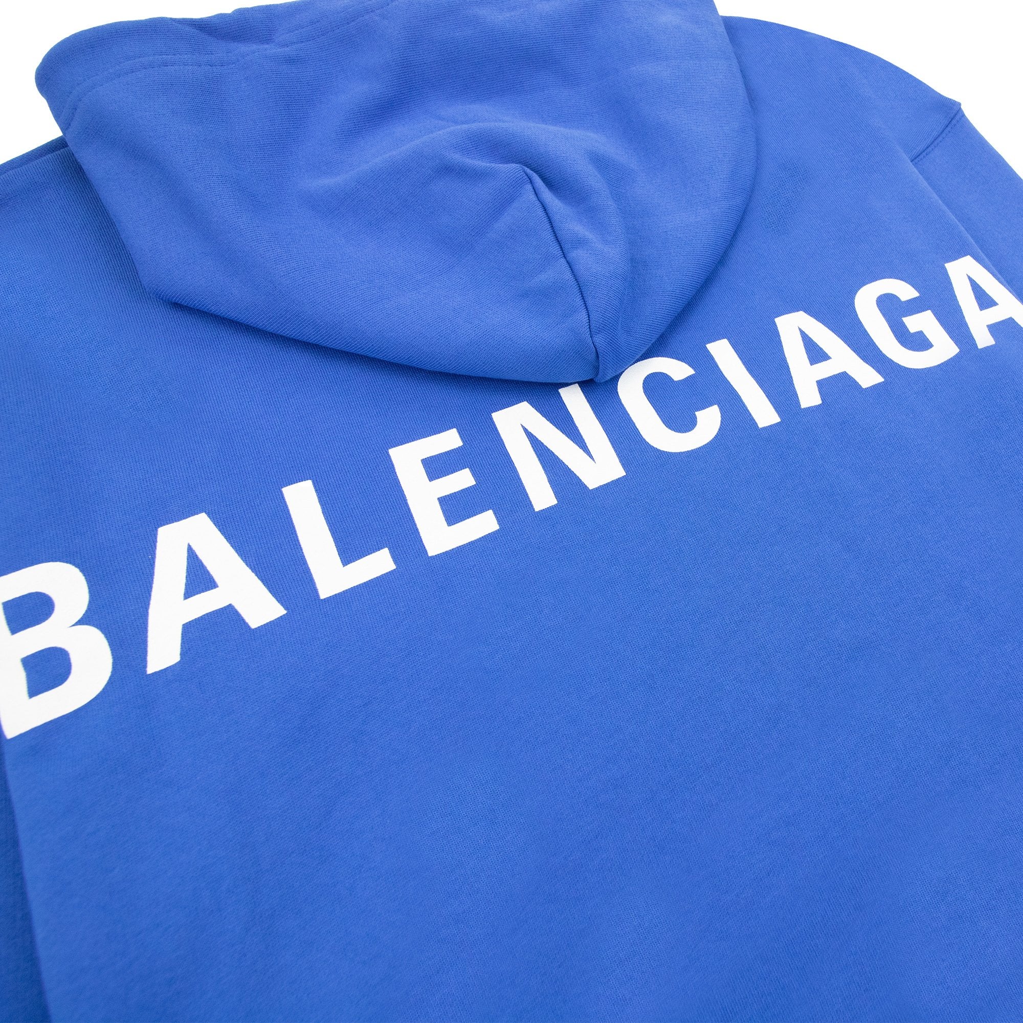 Balenciaga Back Logo Print Hoodied Sweatshirt Blue