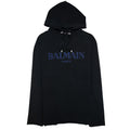 Balmain Paris Logo Light Fleece Unhammed Hoodied Sweatshirt Black