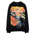Balmain Printed Paint Logo Crewneck Sweatshirt Black