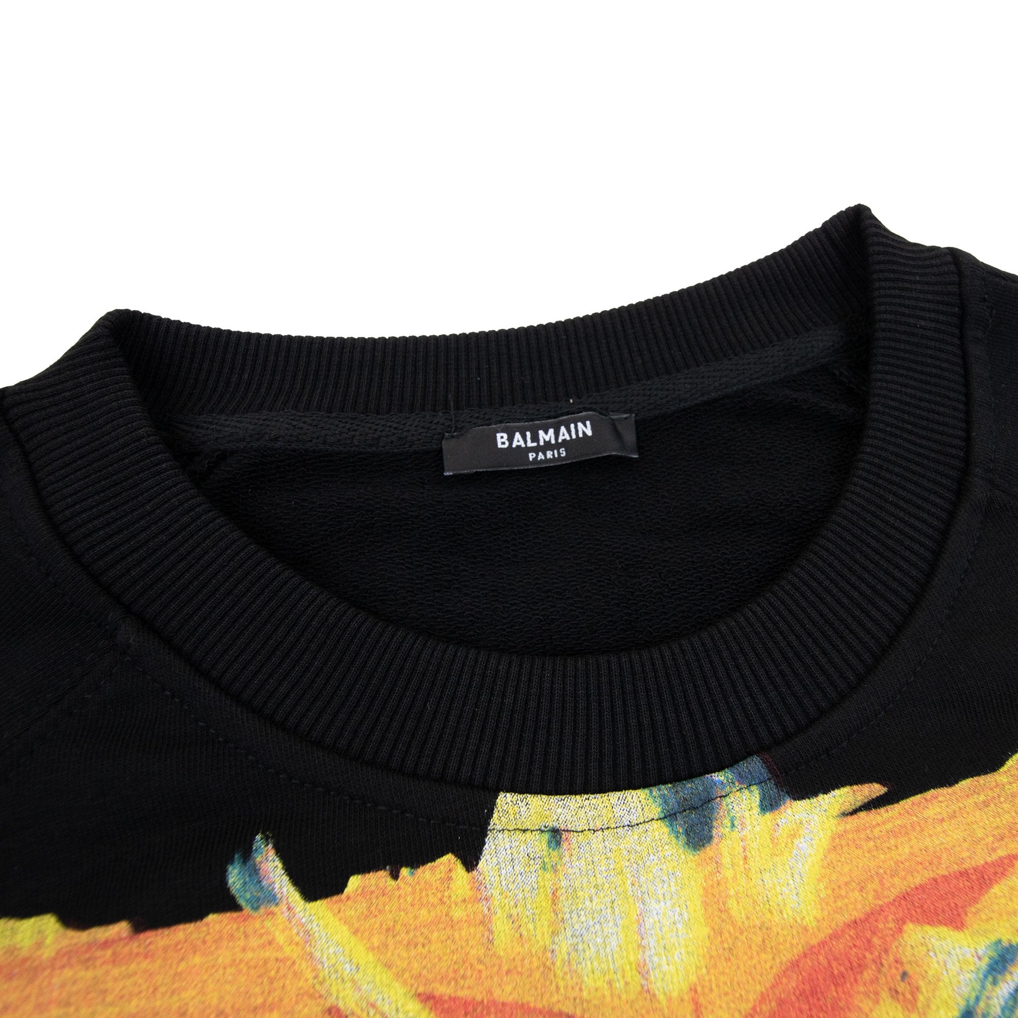 Balmain Printed Paint Logo Crewneck Sweatshirt Black