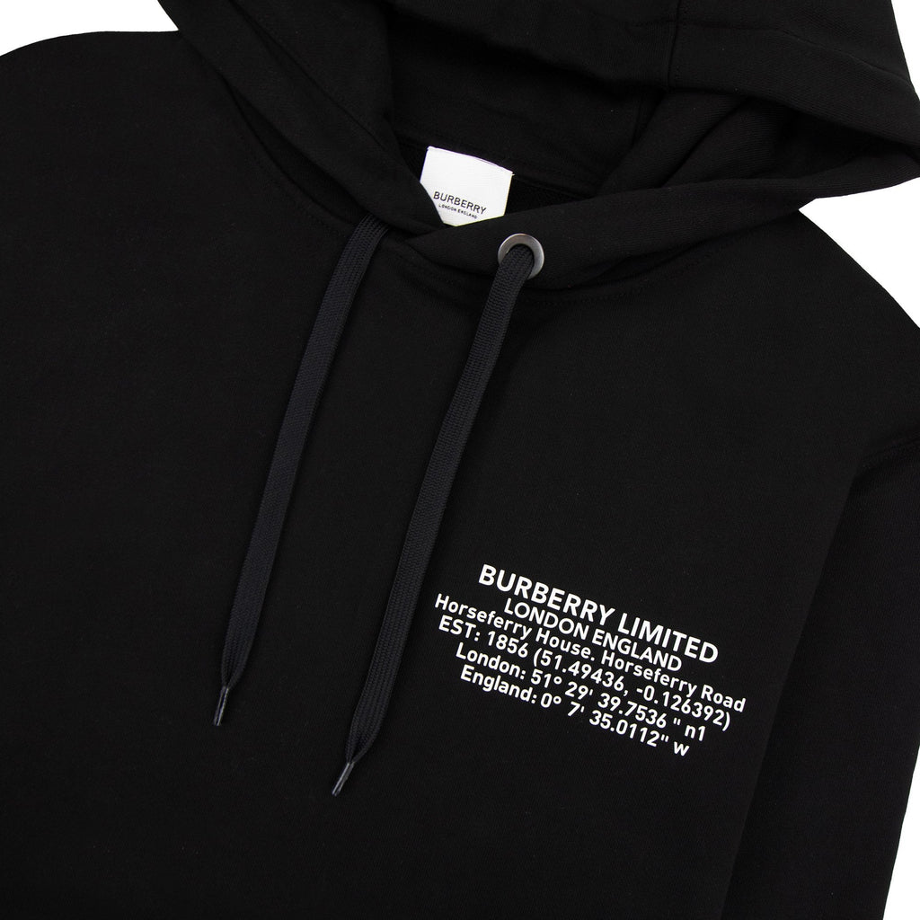 Burberry Allen Adress Printed Hoodied Sweatshirt Black