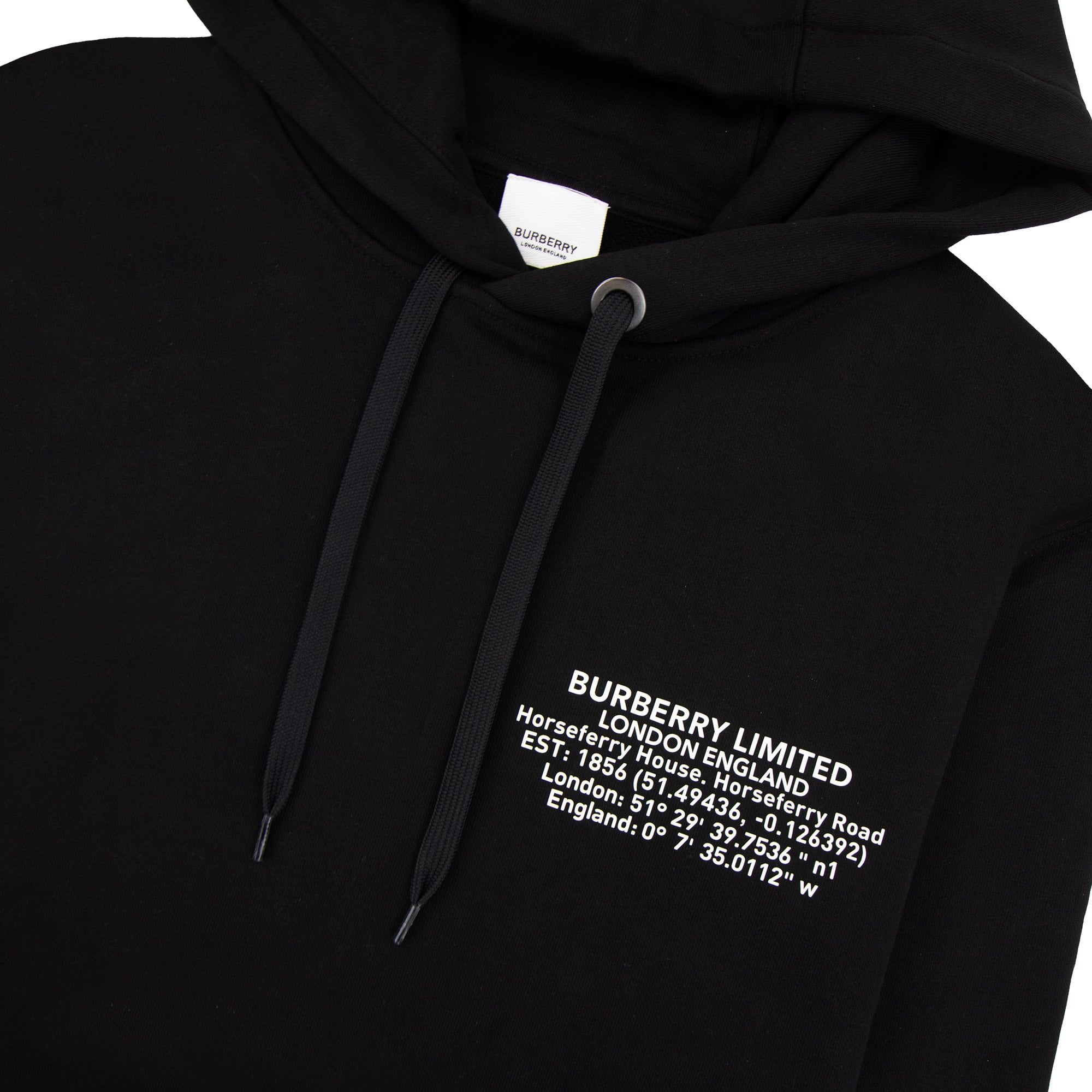 Burberry Allen Adress Printed Hoodied Sweatshirt Black