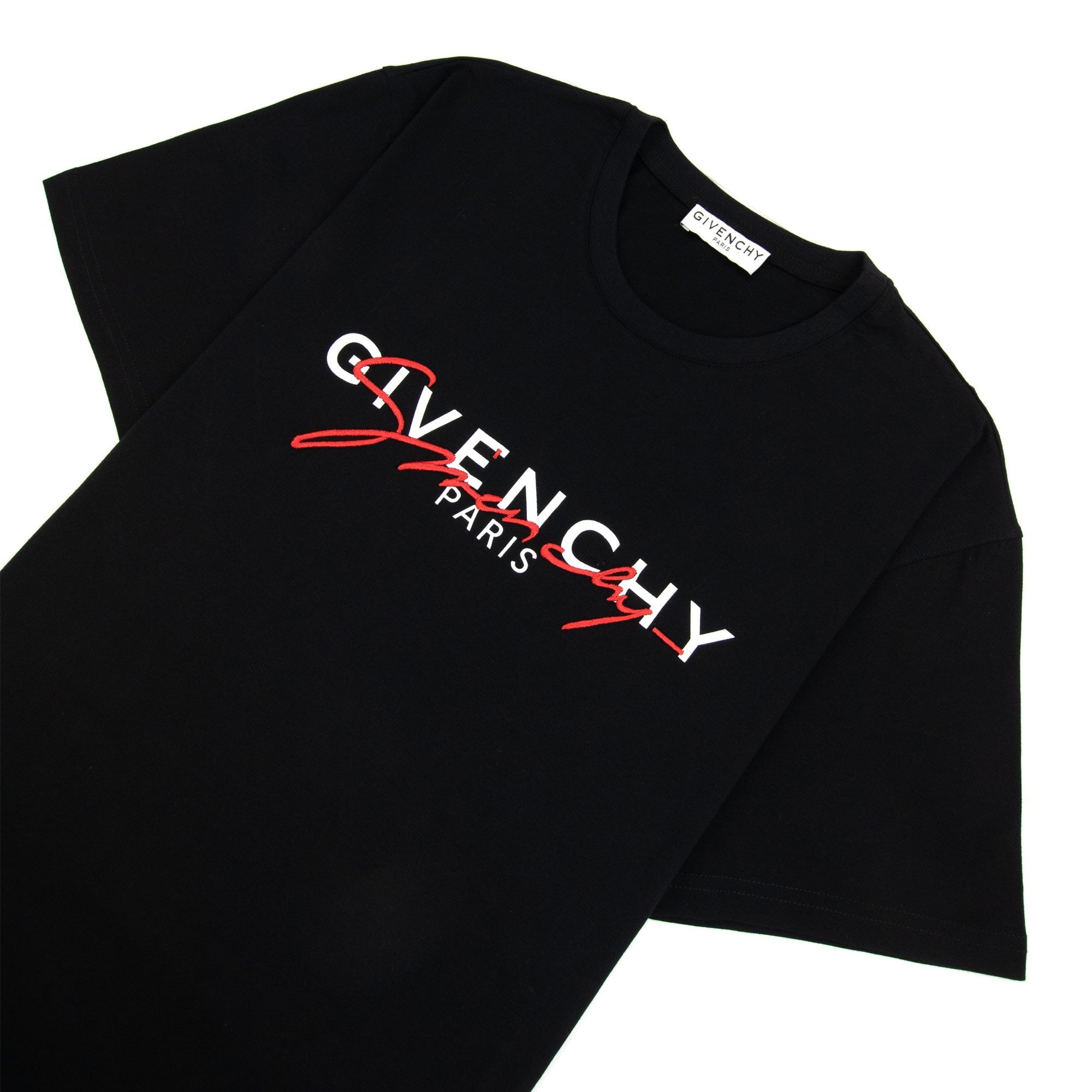 Givenchy Embroidered Signature Logo T Shirt Black 009