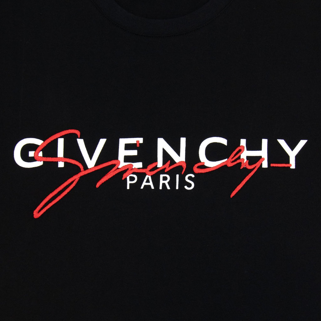 Givenchy Embroidered Signature Logo T Shirt Black 009