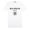 Balmain Printed White Velvet Logo T Shirt White