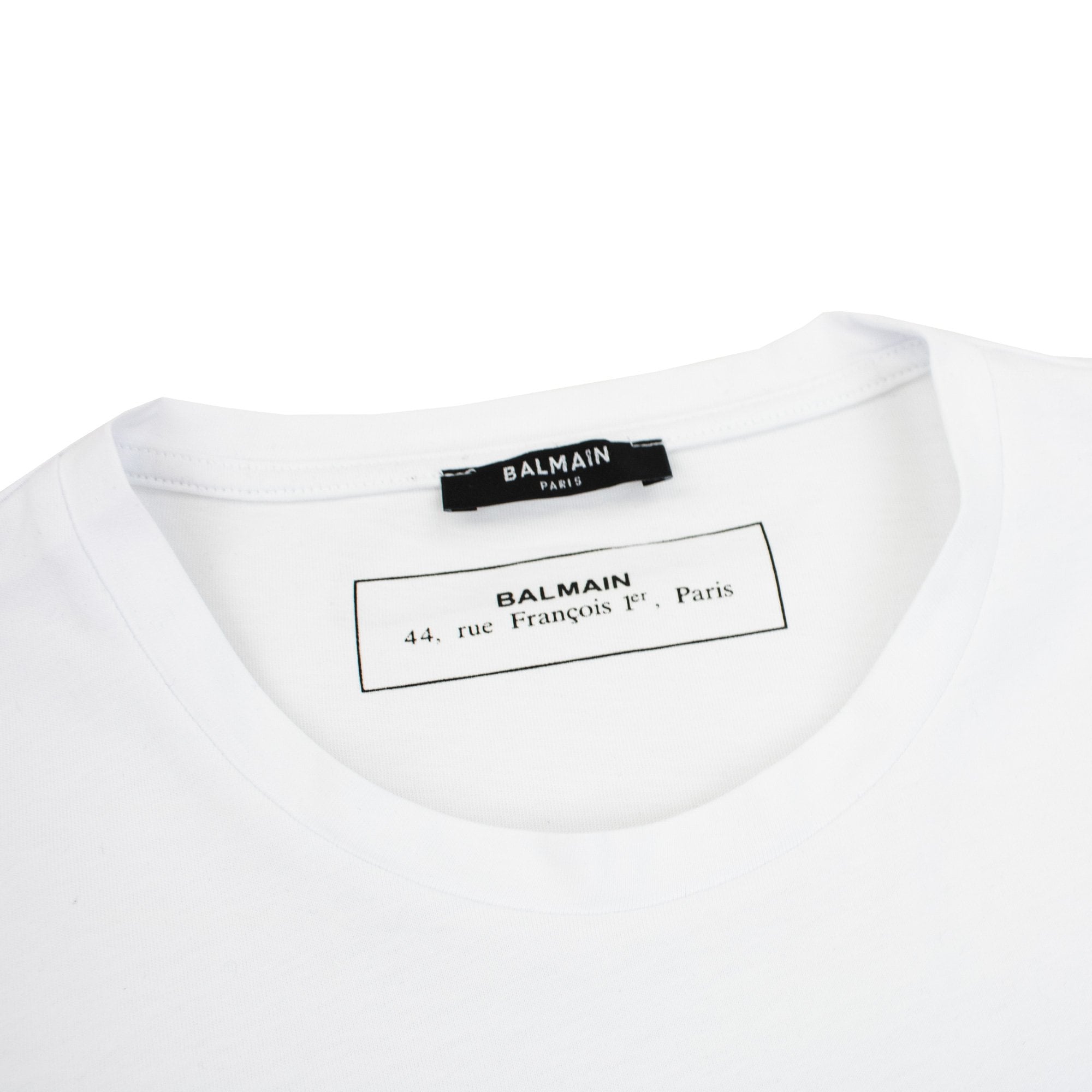 Balmain Printed White Velvet Logo T Shirt White